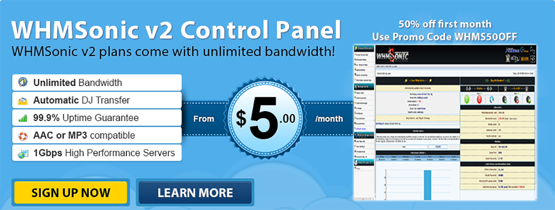 WHMSonic is a popular WHM/cPanel plugin(shoutcast control panel), intended on making your life easier.